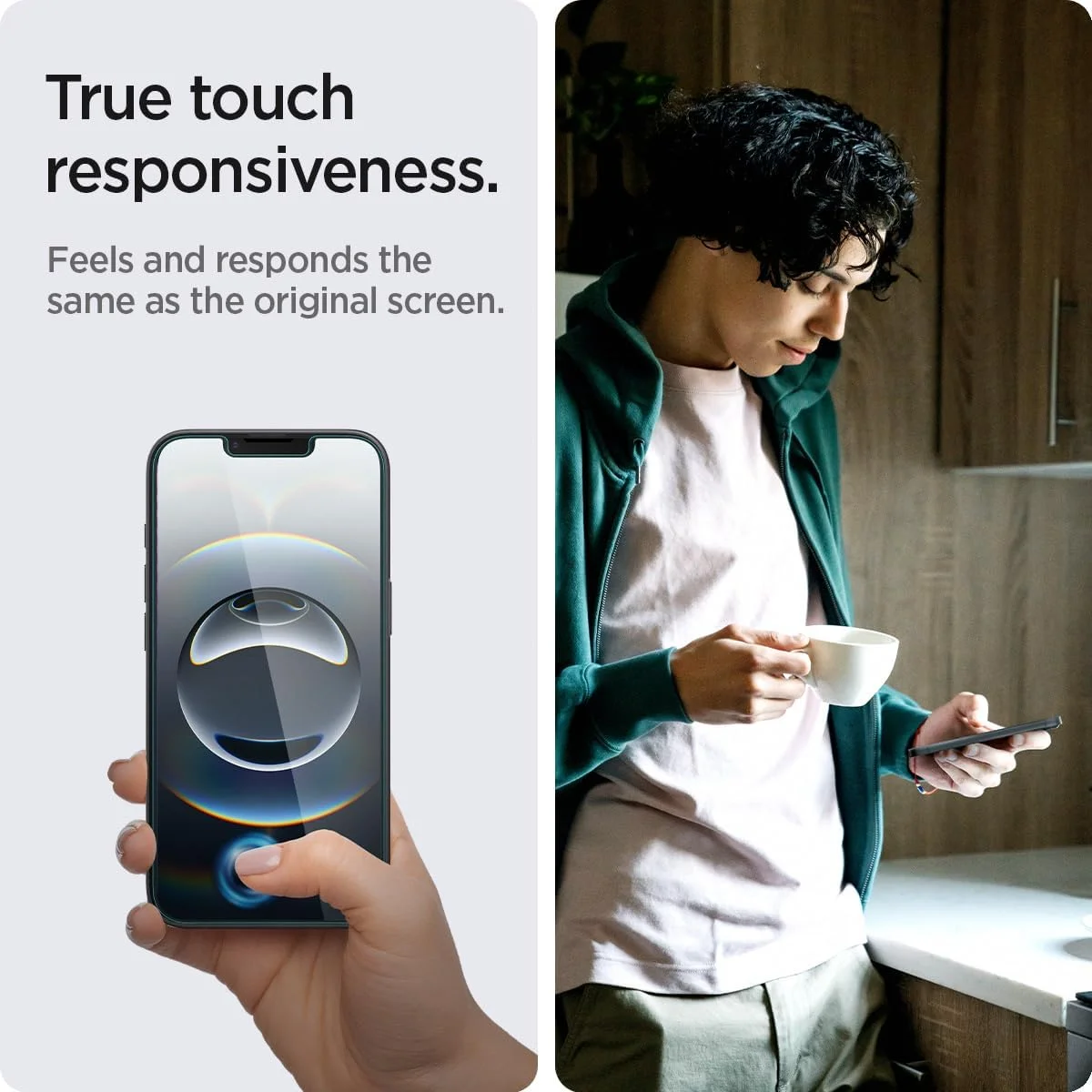 محافظ صفحه نمایش شیشه ای Spigen GLAStR EZ FIT [دو عددی] برای آیفون 16e و آیفون 14 / آیفون 13 پرو / آیفون 13 (6.1 اینچ) شیشه حرارت دیده ممتاز - [سازگار با قاب]