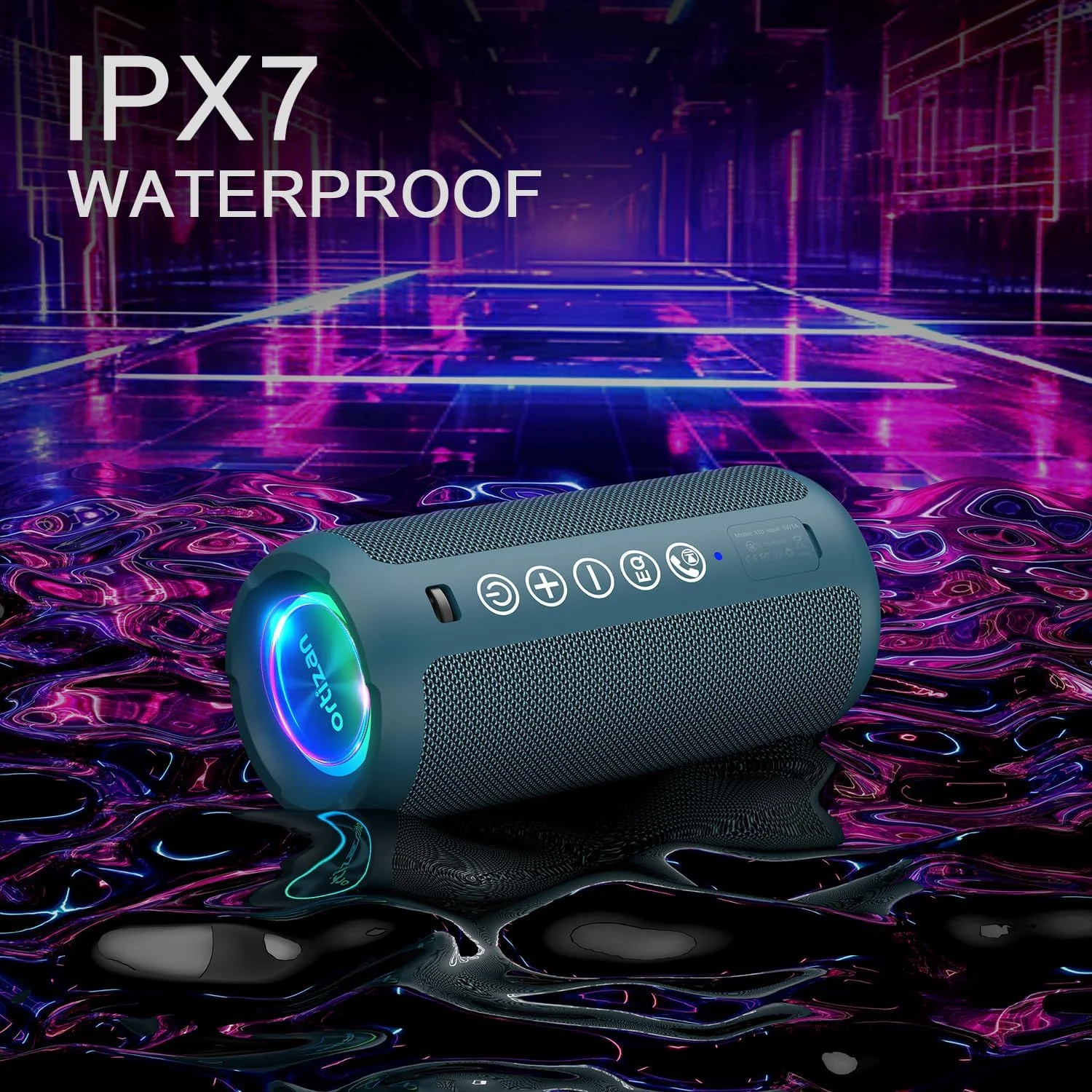 اسپیکر بلوتوث قابل حمل Ortizan: ضد آب IPX7، صدای بلند 24 واتی، بیس عمیق، بلوتوث 5.3، چراغ های LED، جفت شدن استریو بی سیم، 30 ساعت پخش، برای خانه/فضای باز/مهمانی/ساحل، هدیه تولد (آبی) اسپیکر بلوتوث قابل حمل Ortizan: ضد آب IPX7، صدای بلند 24 واتی، بیس عمیق، بلوتوث 5.3، چراغ های LED، جفت شدن استریو بی سیم، 30 ساعت پخش، برای خانه/فضای باز/مهمانی/ساحل، هدیه تولد (آبی)