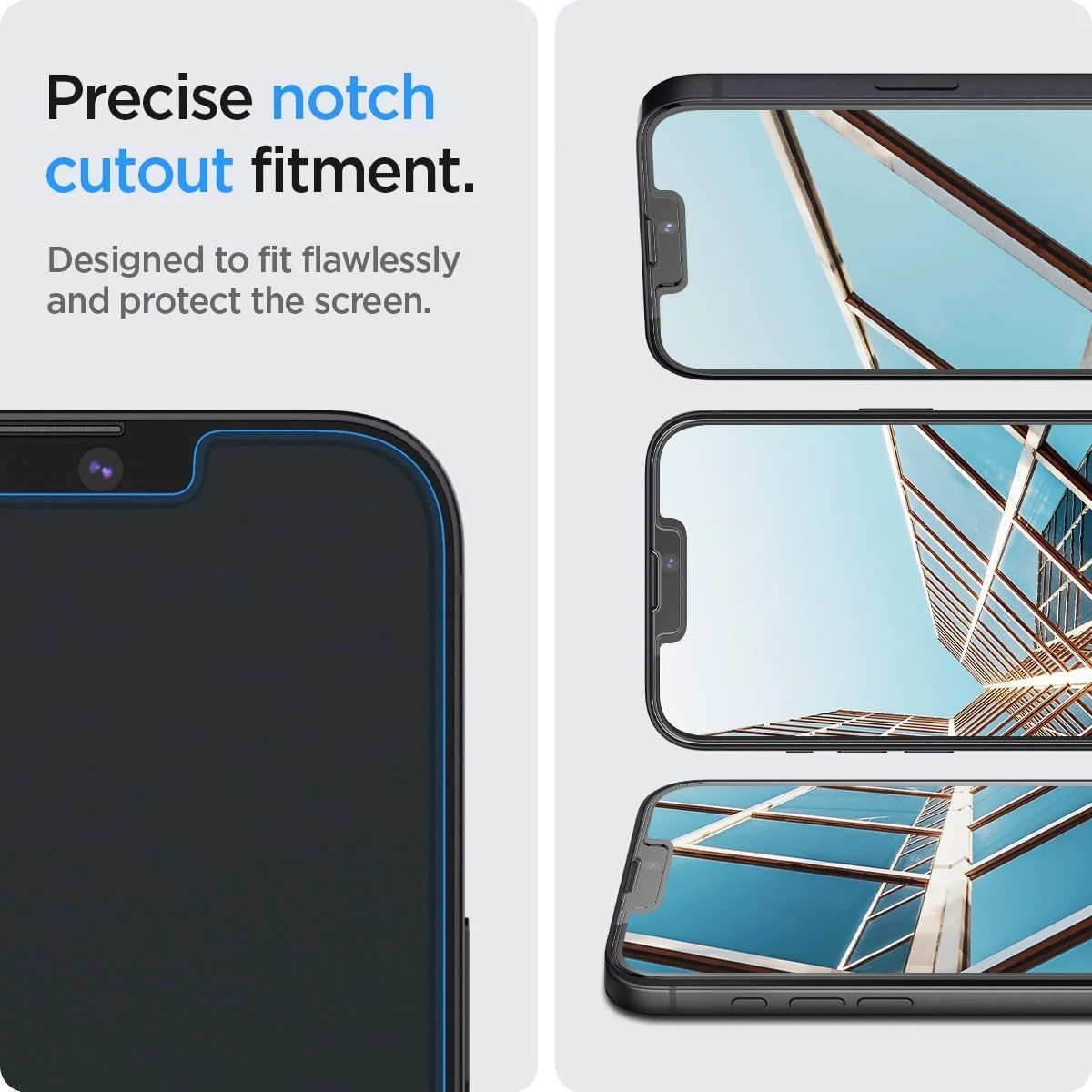 محافظ صفحه نمایش شیشه ای Spigen GLAStR EZ FIT [دو عددی] برای آیفون 16e و آیفون 14 / آیفون 13 پرو / آیفون 13 (6.1 اینچ) شیشه حرارت دیده ممتاز - [سازگار با قاب]