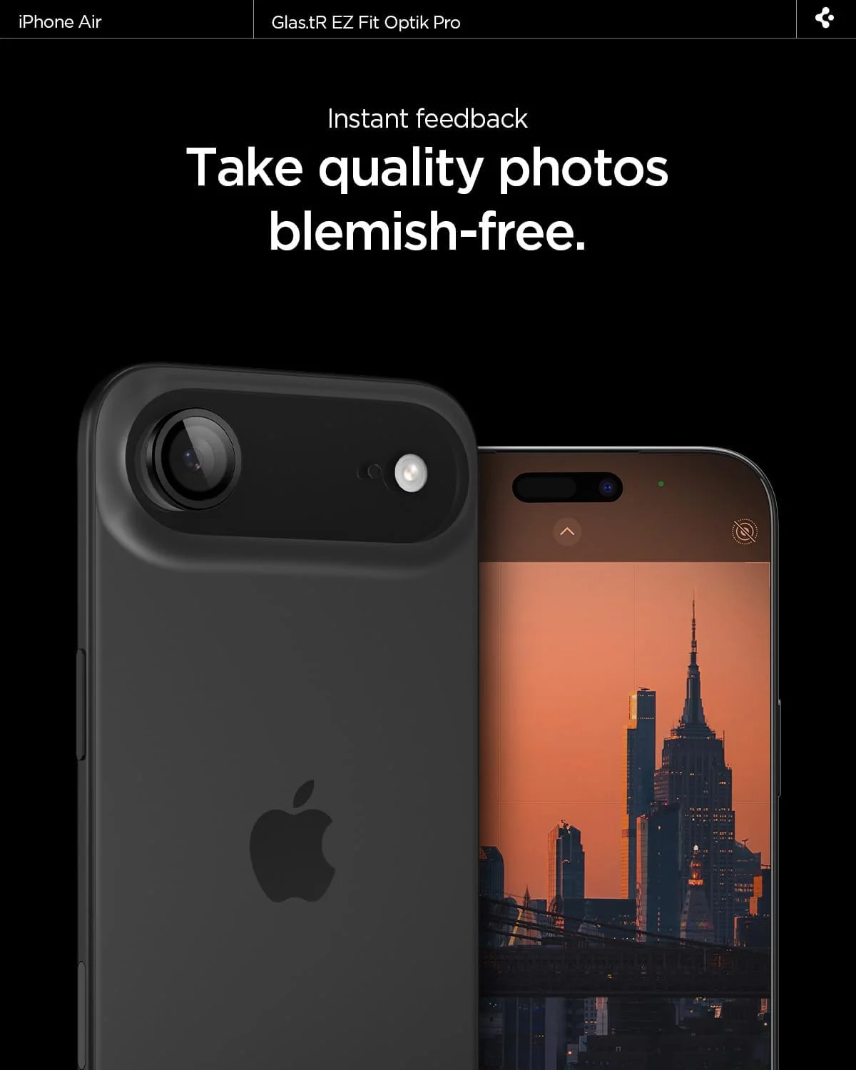 محافظ لنز دوربین آیفون Spigen GLAStR EZ-Fit Optik Pro [بسته 2 عددی] - مشکی