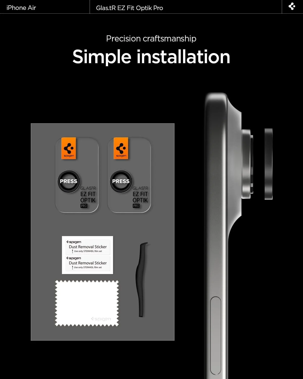 محافظ لنز دوربین آیفون Spigen GLAStR EZ-Fit Optik Pro [بسته 2 عددی] - مشکی