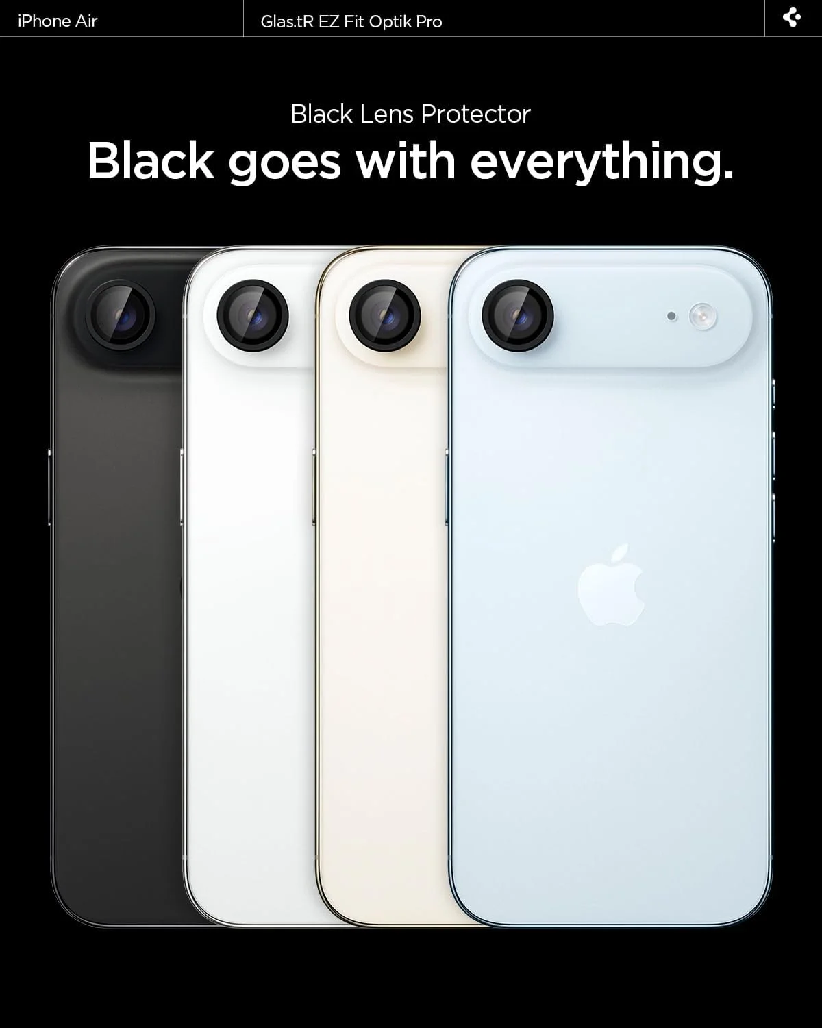 محافظ لنز دوربین آیفون Spigen GLAStR EZ-Fit Optik Pro [بسته 2 عددی] - مشکی