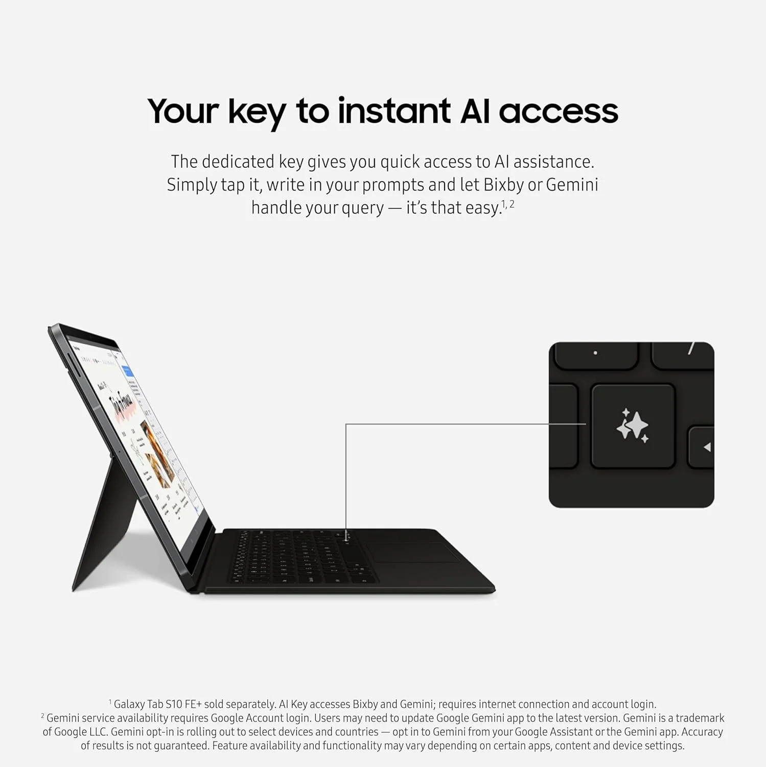 کیبورد بوک کاور سامسونگ گلکسی تب S10 FE+ - کلید هوش مصنوعی برای گلکسی تب S10 FE+، پلتفرم جداشدنی، تجربه ای مشابه کامپیوتر، اشتراک گذاری کیبورد بی سیم، سفید