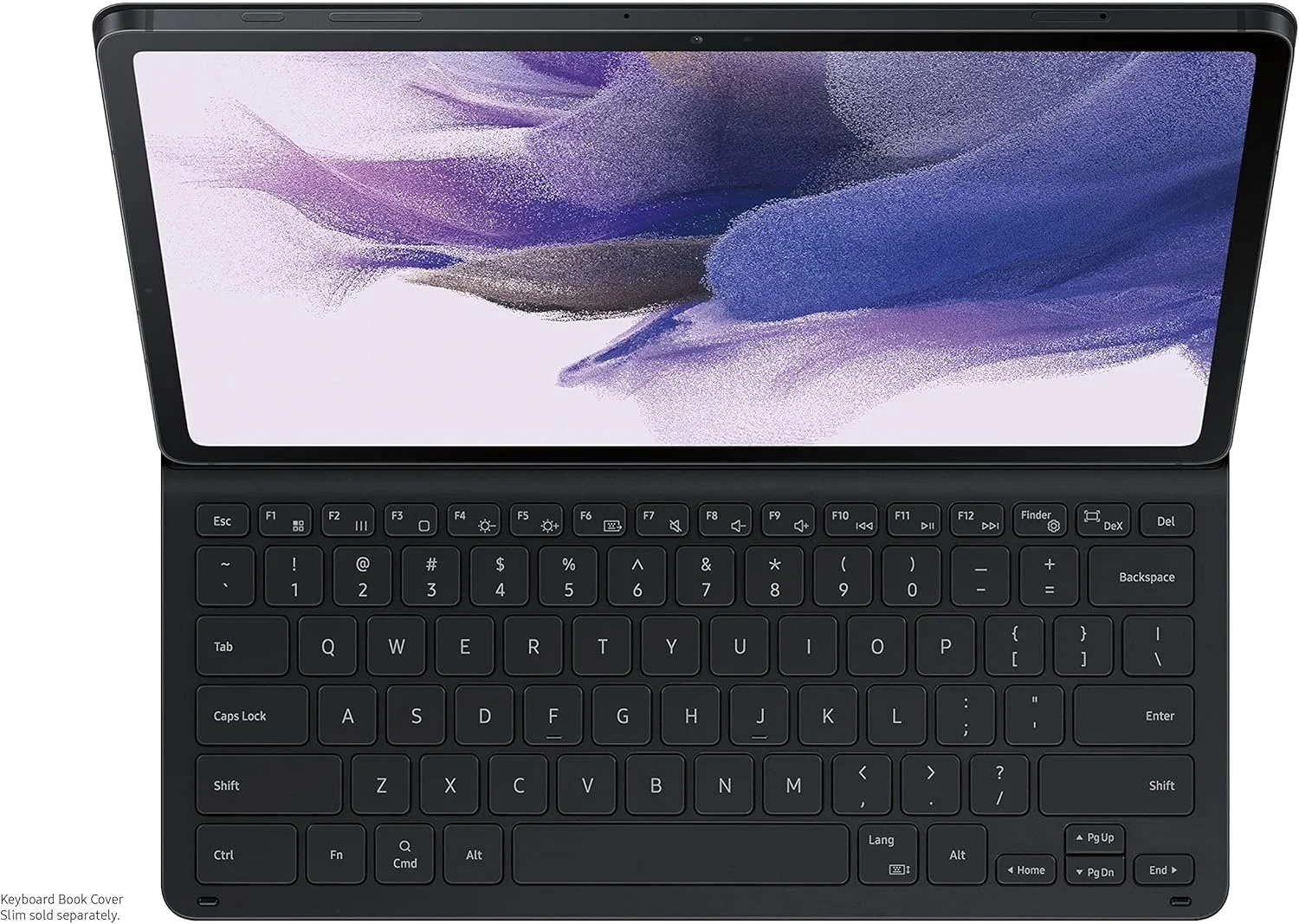 کاور کیبورد باریک سامسونگ الکترونیکس Tab S7 FE و S7+ Lite مشکی (EF-DT730UBEGUJ)، مشکی عرفانی