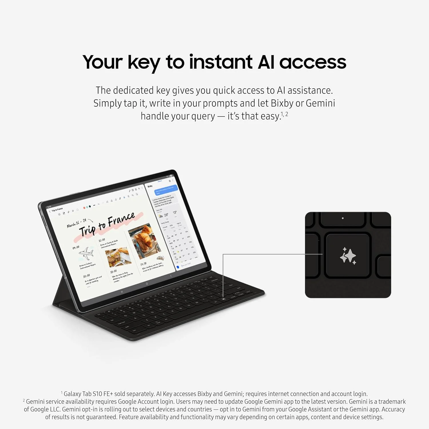 کیبورد باریک با روکش کتابی سامسونگ گلکسی تب S10 FE+ – کلید هوش مصنوعی برای گلکسی تب S10 FE+، پلتفرم جداشدنی، تجربه ای مشابه کامپیوتر، اشتراک گذاری بی سیم کیبورد، مشکی