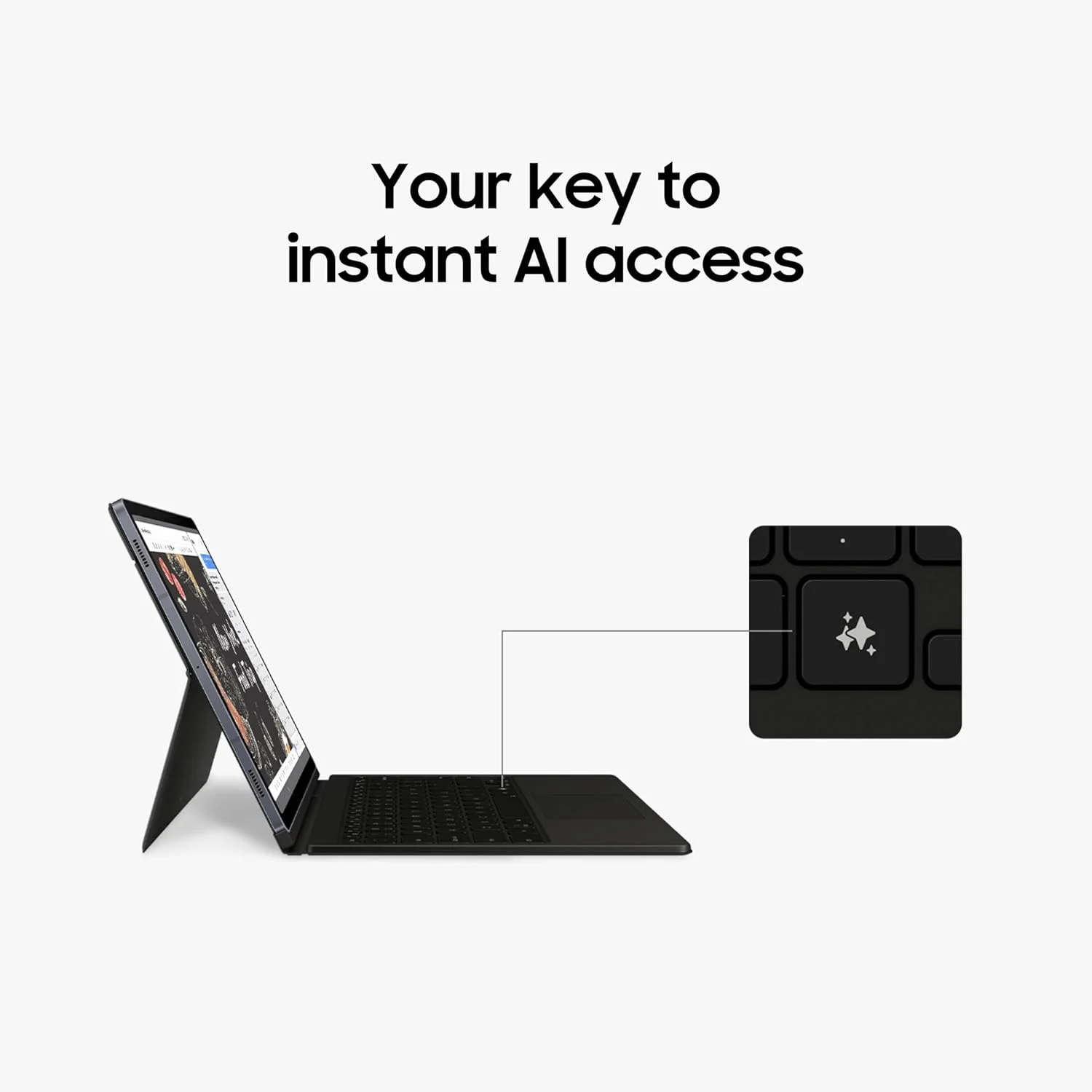 کیبورد بوک کاور سامسونگ گلکسی تب S10+ با کلید هوش مصنوعی، پلتفرم جداشدنی، تجربه ای مشابه کامپیوتر، زوایای دید قابل تنظیم، اشتراک گذاری بی سیم کیبورد، نسخه ایالات متحده، مشکی