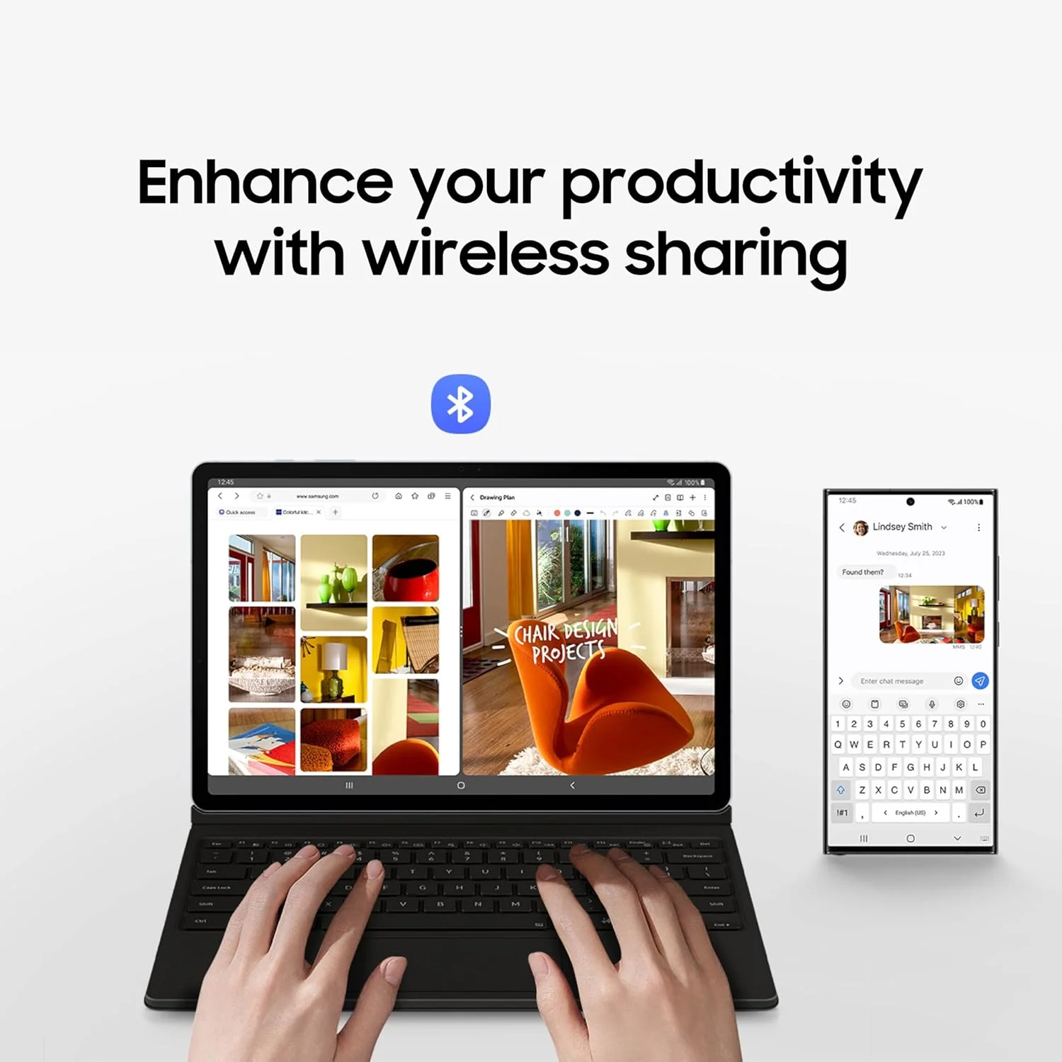 کیبورد بوک کاور سامسونگ گلکسی تب S10+ با کلید هوش مصنوعی، پلتفرم جداشدنی، تجربه ای مشابه کامپیوتر، زوایای دید قابل تنظیم، اشتراک گذاری بی سیم کیبورد، نسخه ایالات متحده، مشکی