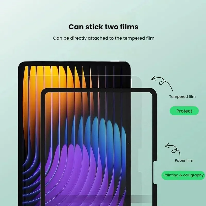 محافظ صفحه نمایش تبلت Gruattreay سازگار با شیائومی پد 7 پرو/شیائومی پد 7، [قابل جابجایی و شستشو] جذب خودکار، بدون آسیب رساندن به نوک قلم، فیلم طرح کاغذ