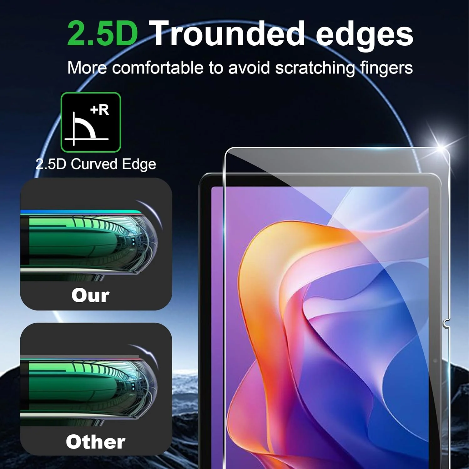 محافظ صفحه نمایش روژوئین، بسته 2 عددی، سازگار با شیائومی ردمی پد 2 11 اینچ 2025، شیشه حرارت دیده، سختی 9H، ضد خش، HD، پوشش کامل، محافظ صفحه نمایش بدون حباب