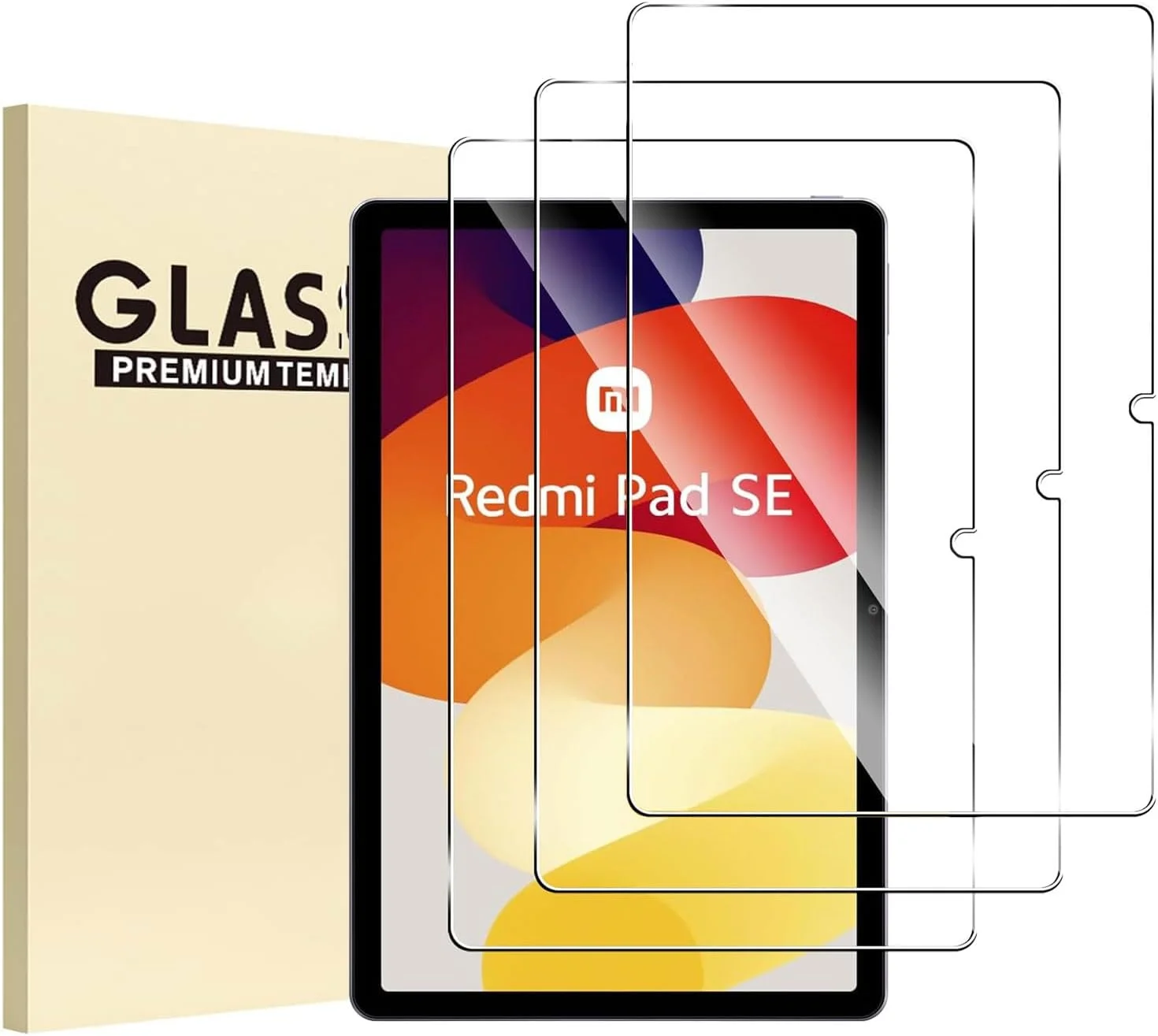 محافظ صفحه نمایش شیشه ای آلنبون شیائومی ردمی پد SE با صفحه نمایش 8.7 اینچی، سختی 9H، ضد خش، ضد حباب، لبه گرد 2.5D [بسته 3 عددی]