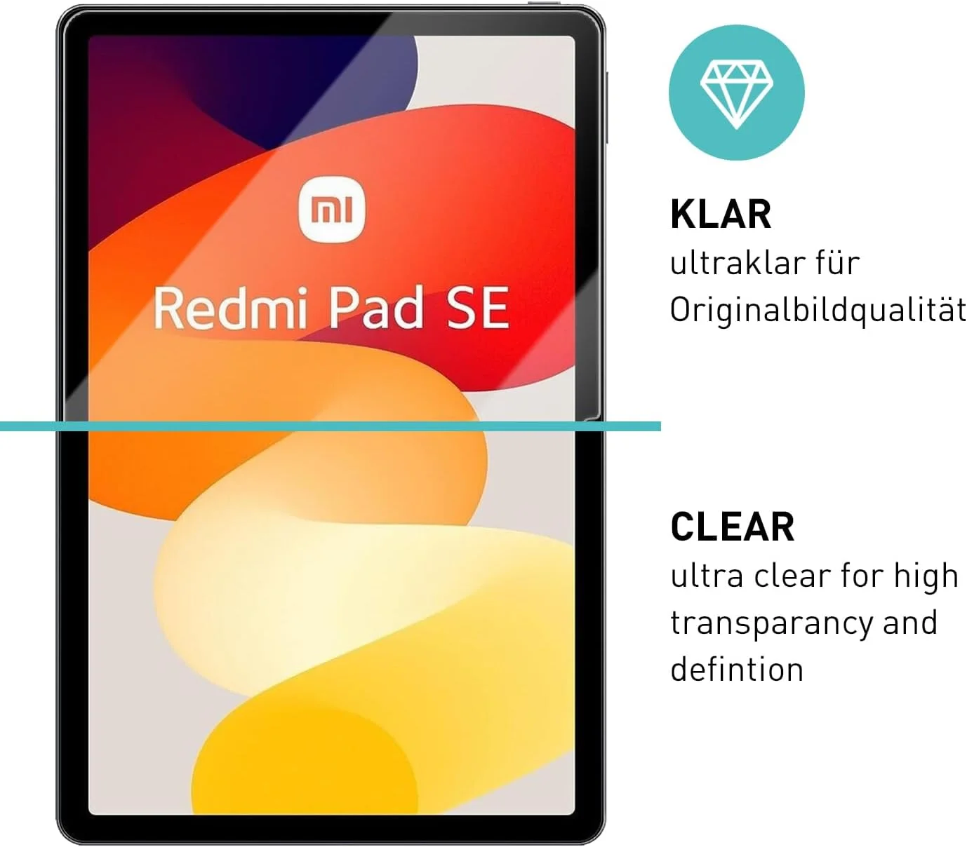 محافظ صفحه نمایش شیشه ای تمپرد [2 عدد، شفاف] smartect برای شیائومی Redmi Pad SE 11 اینچ، محافظ صفحه نمایش شیشه ای HD، ضد خش، بدون حباب، سختی 9H، 0.3 میلی متر، فوق العاده شفاف، مقاوم