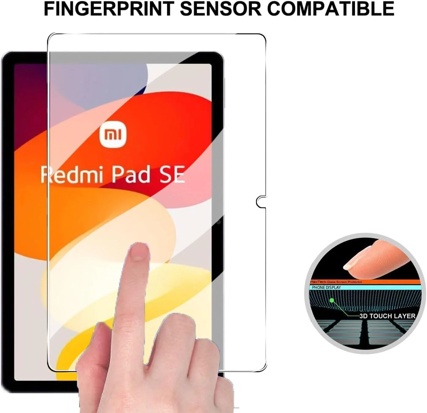 محافظ صفحه نمایش شیشه ای آلنبون شیائومی ردمی پد SE با صفحه نمایش 8.7 اینچی، سختی 9H، ضد خش، ضد حباب، لبه گرد 2.5D [بسته 3 عددی]