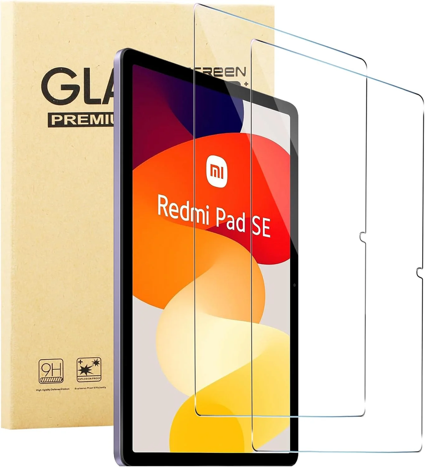 محافظ صفحه نمایش شیشه ای حرارت دیده KUSINHOKA برای شیائومی Redmi Pad SE، [2 عدد] محافظ صفحه نمایش با سختی 9H، [ضد خش]، [بدون حباب] فیلم محافظ صفحه نمایش شفاف HD برای Redmi Pad SE