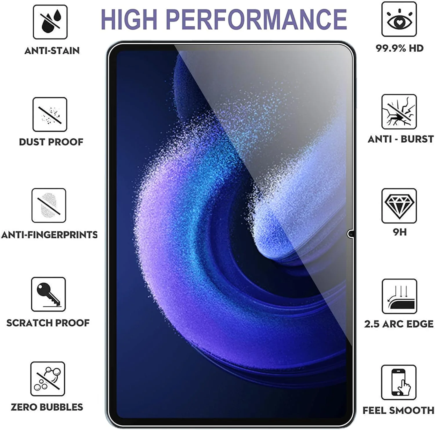 محافظ صفحه نمایش KZIOACSH برای شیائومی پد 6 / شیائومی پد 6 پرو 11.0 اینچ، بسته 2 عددی محافظ صفحه شیشه ای حرارت دیده HD با سختی بالا، ضد خش، ضد اثر انگشت