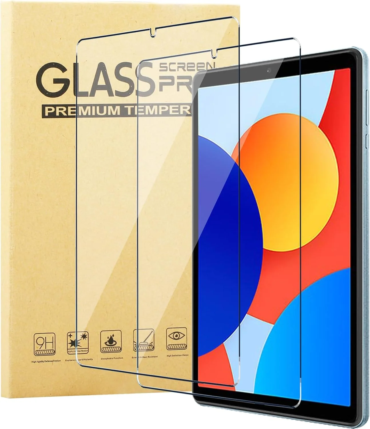 محافظ صفحه نمایش شیشه ای حرارت دیده KUSINHOKA برای شیائومی Redmi Pad SE 4G (8.7 اینچ) [2 عدد] محافظ صفحه نمایش با سختی 9H [ضد خش] [بدون حباب] فیلم محافظ صفحه نمایش شفاف HD