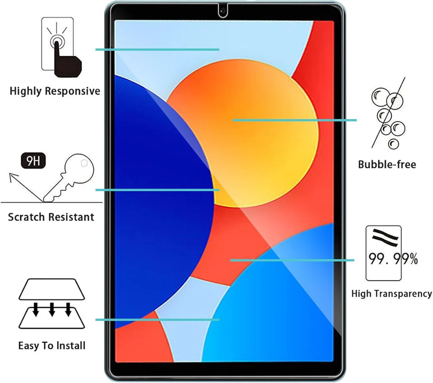 محافظ صفحه نمایش شیشه ای حرارت دیده KUSINHOKA برای شیائومی Redmi Pad SE 4G (8.7 اینچ) [2 عدد] محافظ صفحه نمایش با سختی 9H [ضد خش] [بدون حباب] فیلم محافظ صفحه نمایش شفاف HD