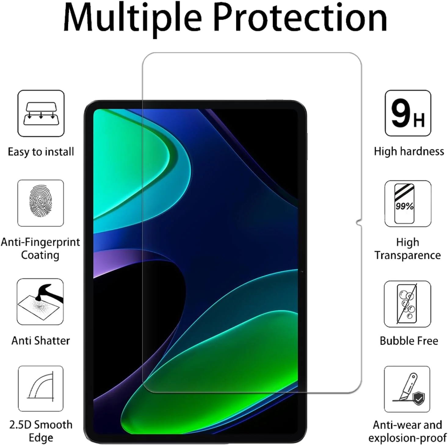 محافظ صفحه نمایش Vsjnk برای شیائومی پد 6/6 پرو، شیشه حرارت دیده، بسته 2 عددی، فیلم محافظ شفاف با سختی بالا برای شیائومی پد 6/6 پرو