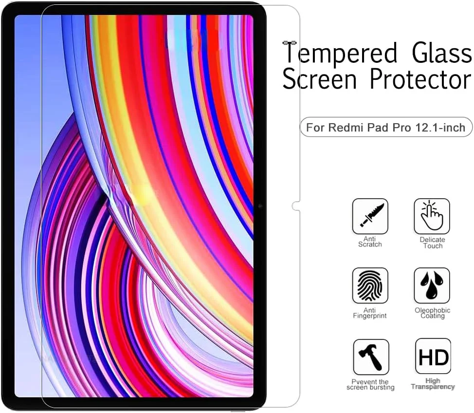 محافظ صفحه نمایش شیشه ای نشکن HD خراش مقاوم Gruattreay، سازگار با تبلت شیائومی Redmi Pad Pro 12.1 اینچ (مدل 2024)، 2 عدد محافظ صفحه نمایش شیشه ای نشکن HD خراش مقاوم Gruattreay، سازگار با تبلت شیائومی Redmi Pad Pro 12.1 اینچ (مدل 2024)، 2 عدد