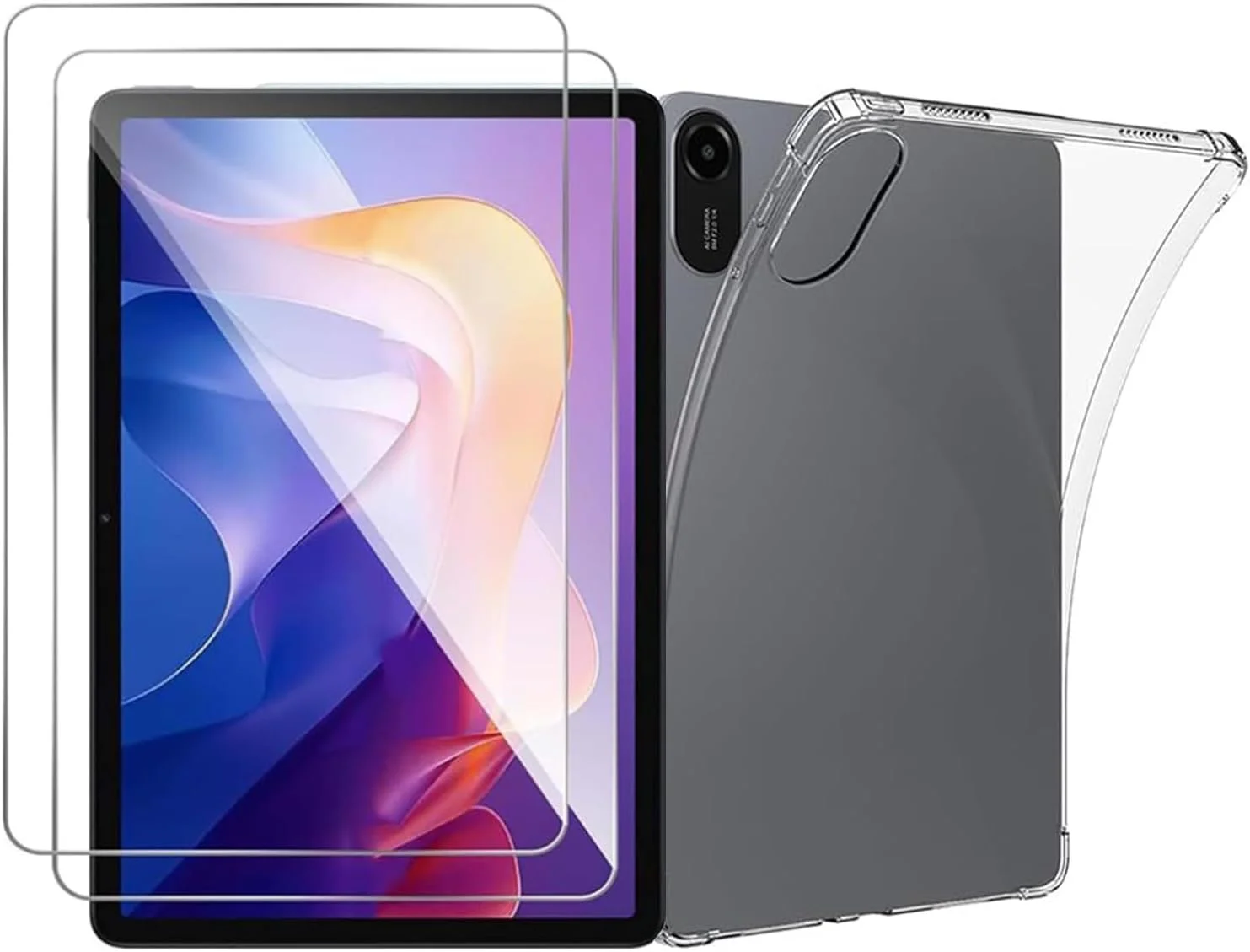 محافظ صفحه نمایش مونینستا [2+1] سازگار با شیائومی ردمی پد 2 11 اینچ 2025 به همراه کاور شفاف، فیلم شیشه ای حرارت دیده با وضوح HD 9H، مقاوم در برابر خراش، محافظت از کیسه هوا شفاف