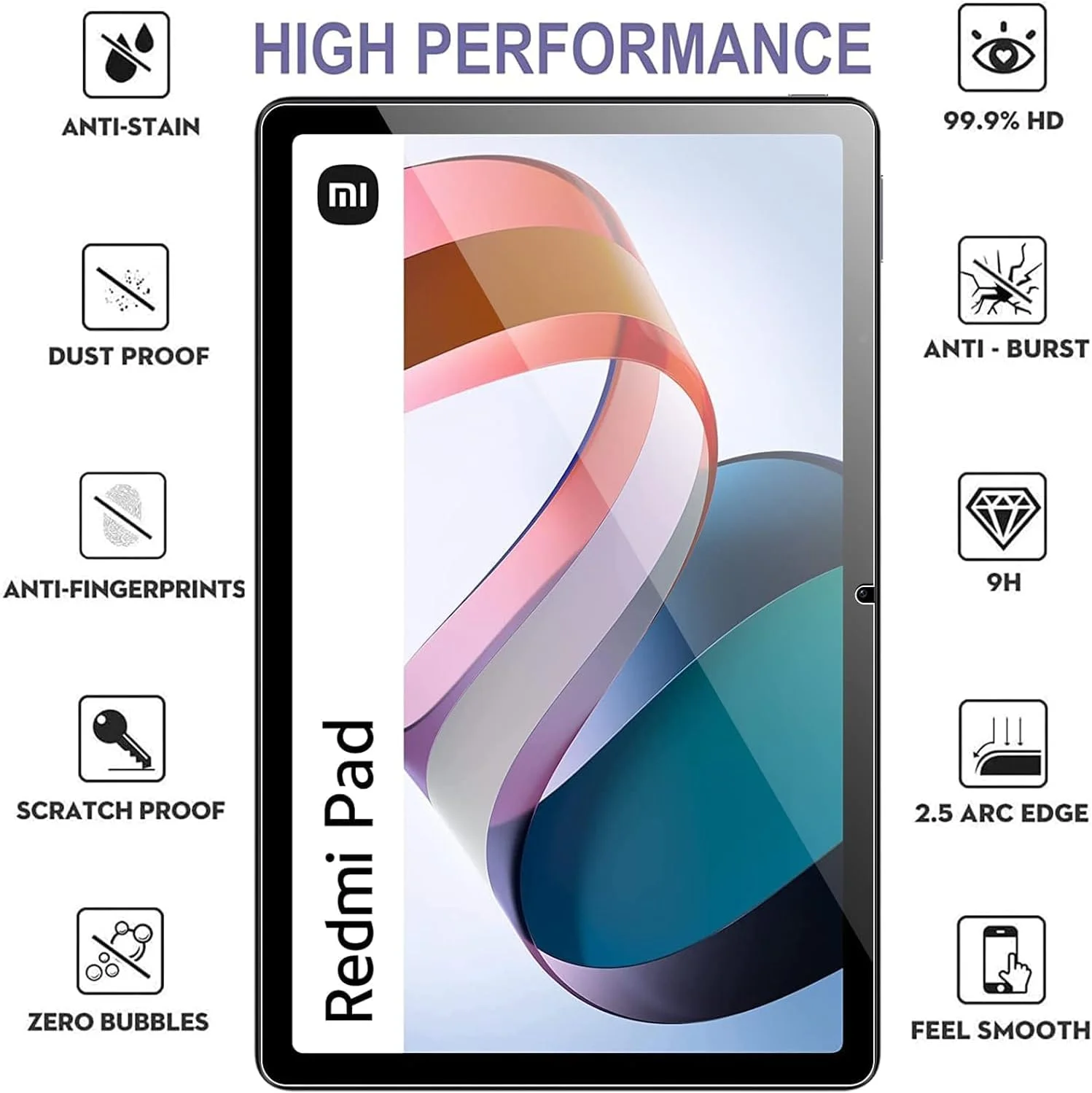 محافظ صفحه نمایش KZIOACSH برای شیائومی ردمی پد 10.61 اینچ 2022، بسته 2 عددی محافظ صفحه نمایش شیشه ای حرارت دیده HD با سختی بالا، ضد خش، ضد اثر انگشت