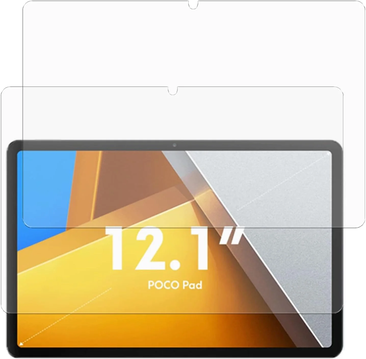 محافظ صفحه نمایش WUNIAK برای تبلت شیائومی پوکو پد 12.1 اینچی، فیلم شیشه ای حرارت دیده ضد خش با حساسیت لمسی بالا، 2 عدد