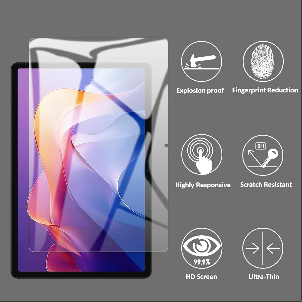 محافظ صفحه نمایش FiiMoo سازگار با شیائومی Redmi Pad 2، محافظ صفحه نمایش شیشه ای تمپر شده برای شیائومی Redmi Pad 2، فیلم محافظ تمپر شده با سختی 9H، بدون حباب/HD/ضد اثر انگشت