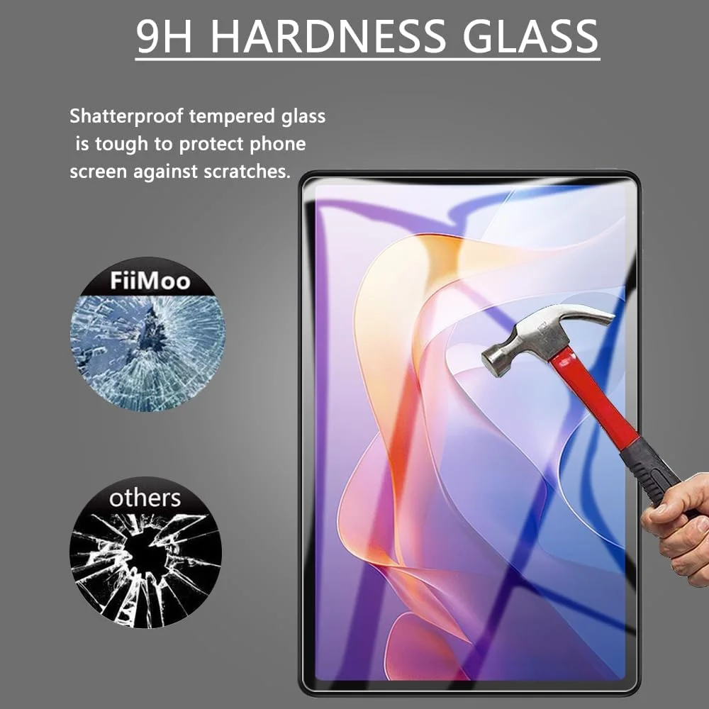 محافظ صفحه نمایش FiiMoo سازگار با شیائومی Redmi Pad 2، محافظ صفحه نمایش شیشه ای تمپر شده برای شیائومی Redmi Pad 2، فیلم محافظ تمپر شده با سختی 9H، بدون حباب/HD/ضد اثر انگشت