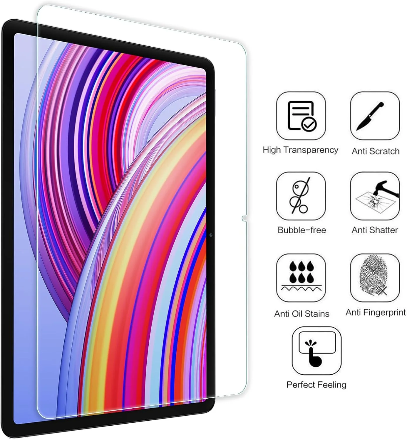 بسته 2 عددی محافظ صفحه نمایش WD&CD سازگار با تبلت شیائومی Redmi Pad Pro 5G/4G/Poco Pad 12.1 اینچ، محافظ صفحه نمایش HD، سختی 9H، ضد حباب، ضد خش