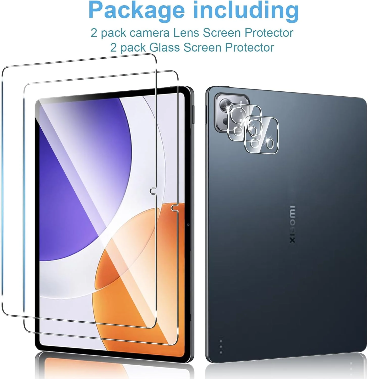 محافظ صفحه نمایش شیشه ای تبلت شیائومی پد 7S پرو Anoowkoa، بسته 2+2 شامل محافظ لنز دوربین، ضد خش و نصب آسان