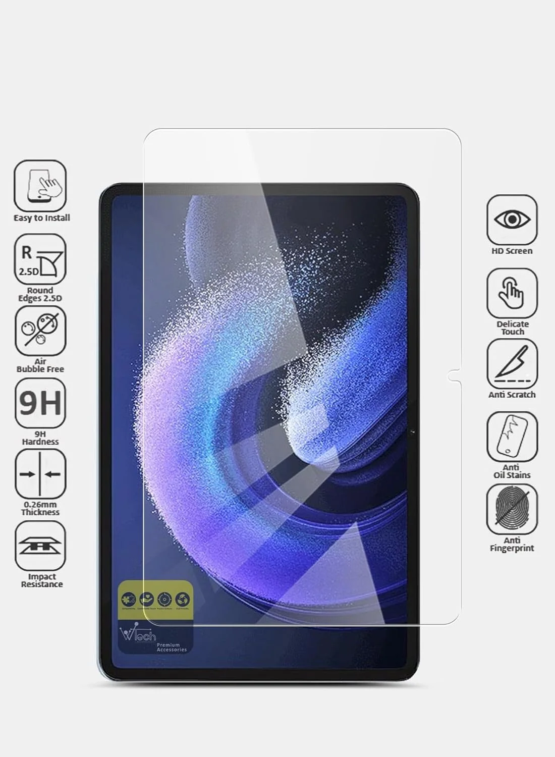 محافظ صفحه نمایش سری Wtech Pro Plus برای شیائومی پد 6/پد 6 پرو 2023، سایز 11 اینچ، شفاف