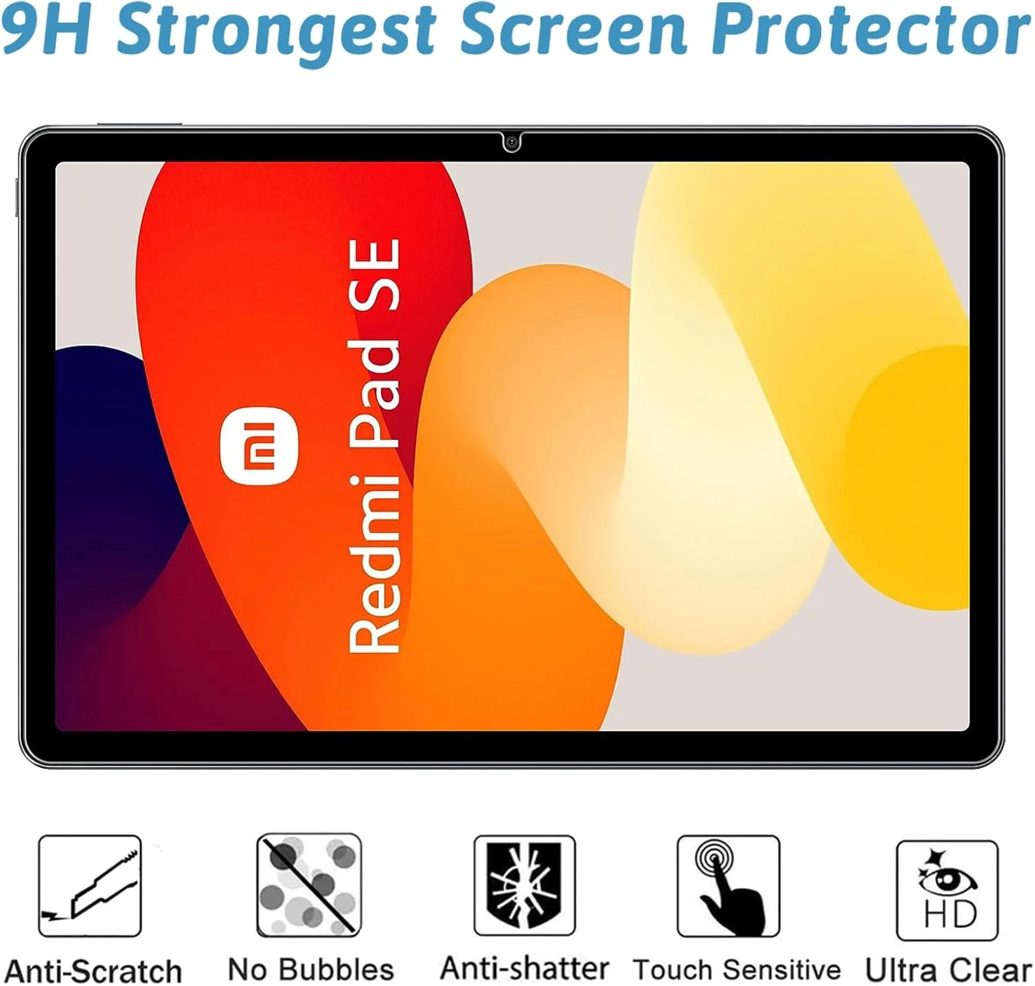 محافظ صفحه نمایش GOZOPO بسته 2 عددی برای شیائومی Redmi Pad SE 11 اینچ (2023)، محافظ شیشه ای مقاوم در برابر خراش برای شیائومی Redmi Pad SE 11 اینچ