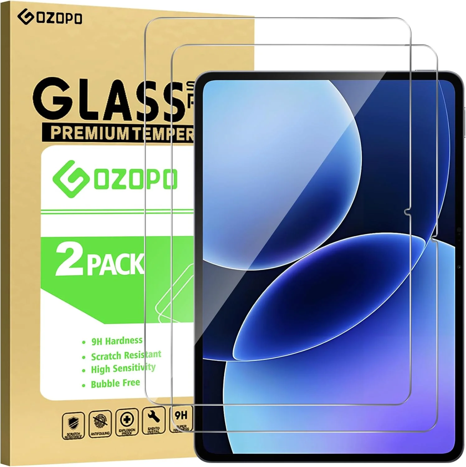 محافظ صفحه نمایش GOZOPO برای تبلت شیائومی پد 7/پد 7 پرو 11.2 اینچی 2024، محافظ صفحه نمایش شیشه ای حرارت دیده، بسته 2 عددی