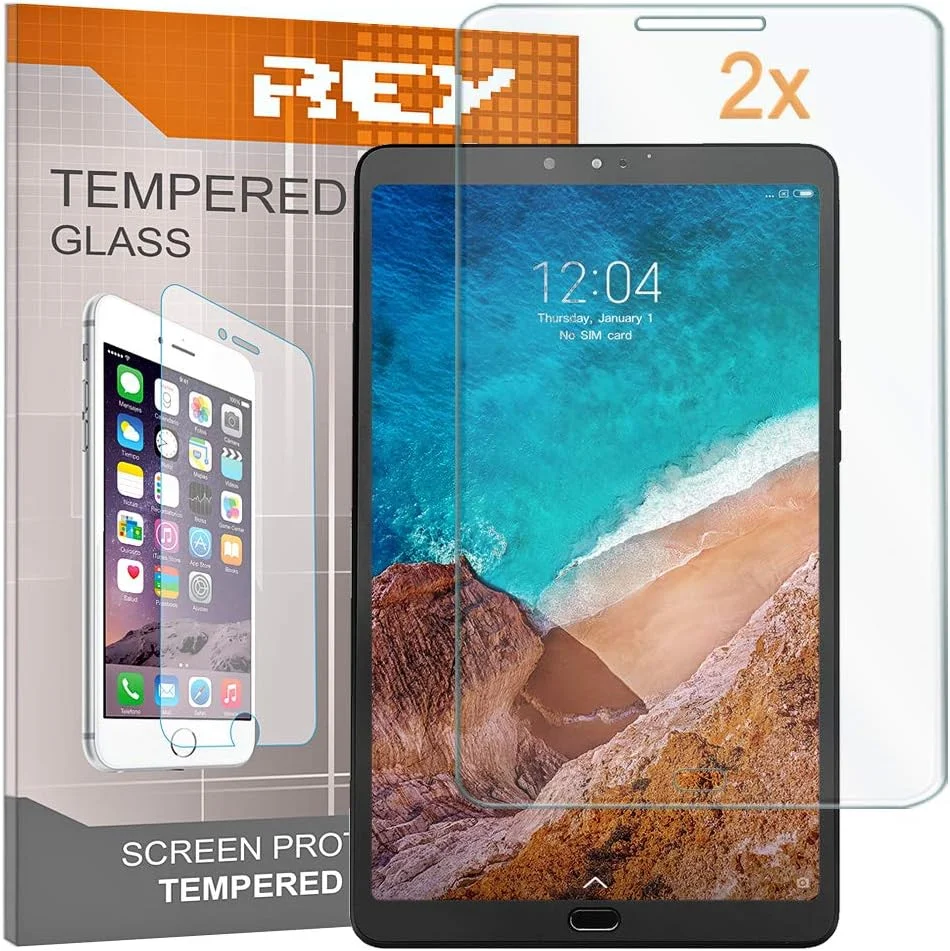 محافظ صفحه نمایش REY 2 عددی برای شیائومی می پد 4 پلاس، شیشه حرارت دیده ممتاز، تبلت