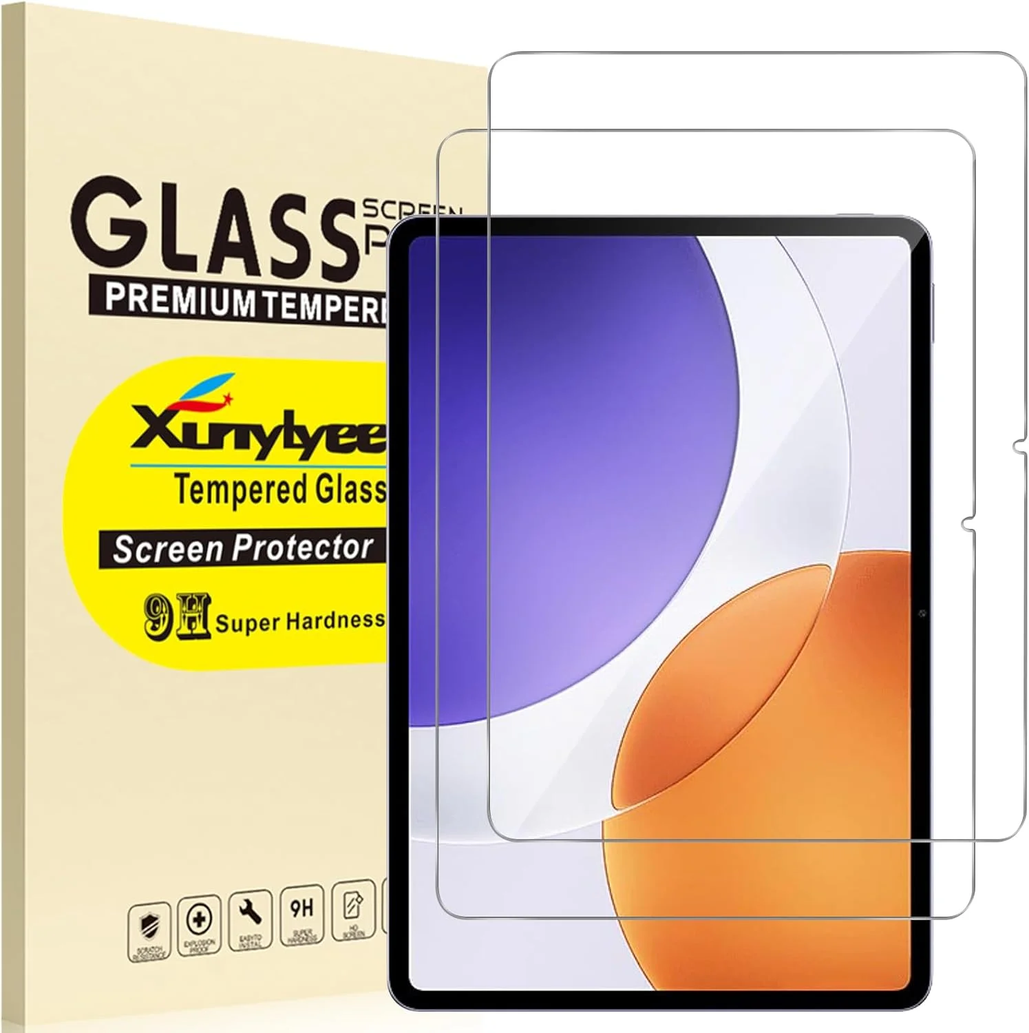 محافظ صفحه نمایش XunyLyee برای تبلت شیائومی پد 7s پرو 2025 (12.1 اینچ)، محافظ شیشه ای حرارت دیده، سختی 9H، وضوح HD، بسته 2 عددی