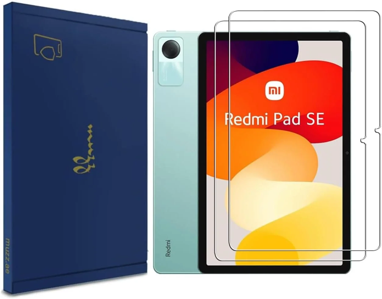 محافظ صفحه نمایش Muzz برای شیائومی ردمی پد SE 11 اینچ، شیشه حرارت دیده، بسته 2 عددی، سختی 9H، ضد خش، ضد حباب، شفاف HD (Redmi Pad SE 11" Wifi)