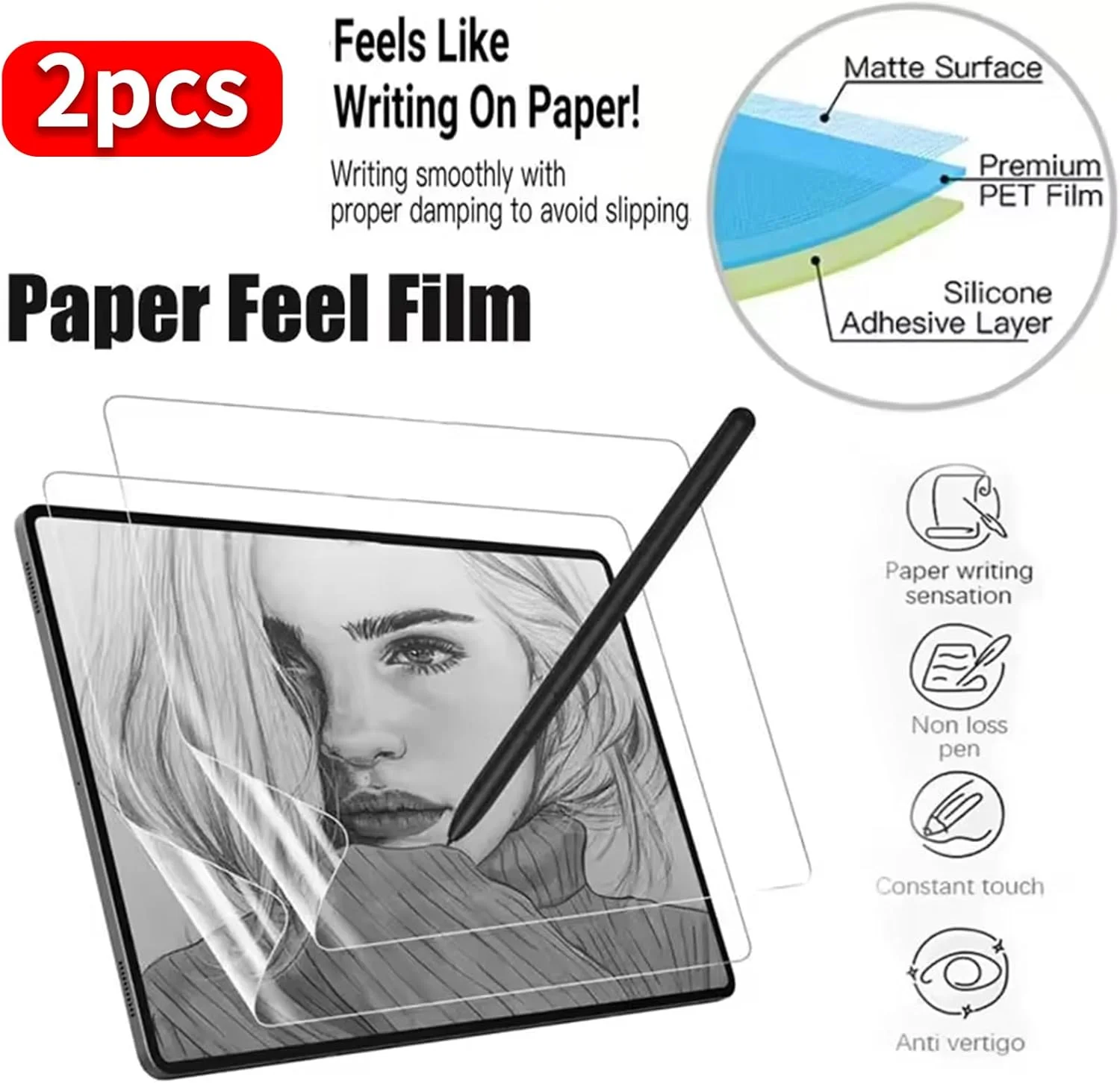 محافظ صفحه نمایش کاغذی تبلت Lukione سازگار با شیائومی Redmi Pad 2 11 اینچی [نسخه 11 اینچی 2025]، حس کاغذ، طراحی و نوشتن نرم، ضد خش، بدون حباب (11 اینچ) (2 عدد)