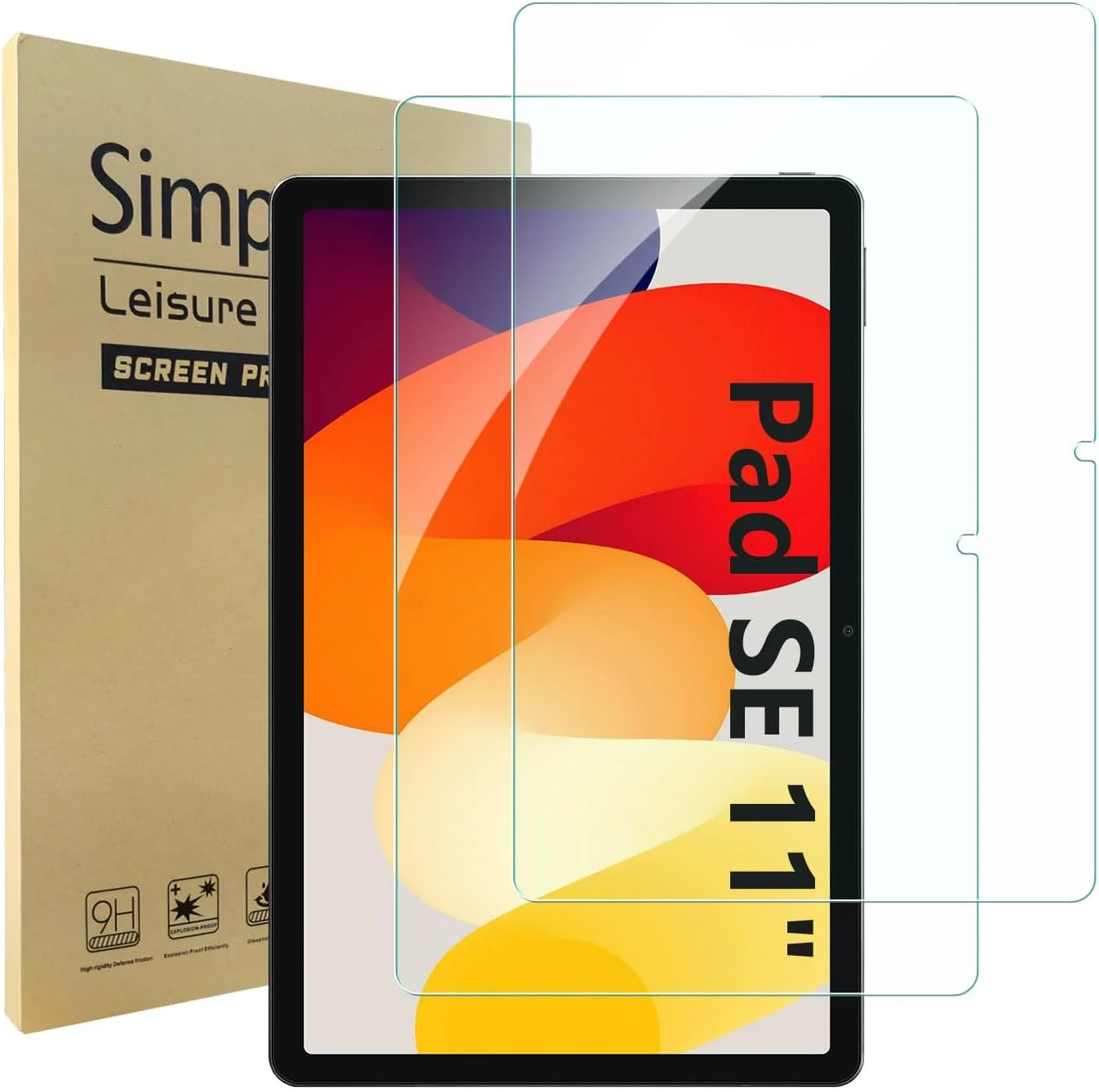 محافظ صفحه نمایش Simpeak سازگار با تبلت شیائومی Redmi Pad SE 11 اینچ، فیلم شیشه ای حرارت دیده HD ممتاز، کاملاً سازگار با Redmi Pad SE [بدون حباب] [ضد اثر انگشت] (2 عدد)