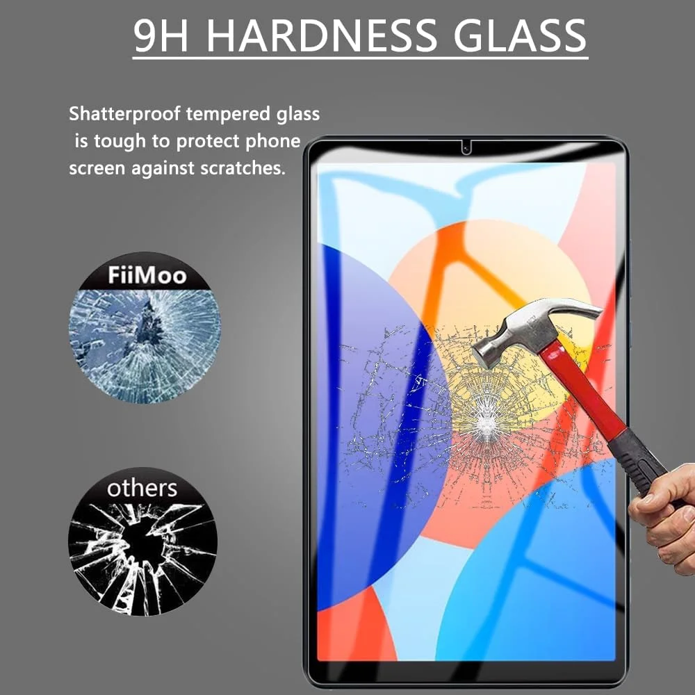محافظ صفحه نمایش FiiMoo سازگار با تبلت Xiaomi Redmi Pad SE 4G، محافظ صفحه شیشه ای حرارت دیده، [مقاوم در برابر خراش][سختی 9H]، عملکرد باز کردن قفل اثر انگشت نرمال است، فیلم شیشه ای حرارت دیده