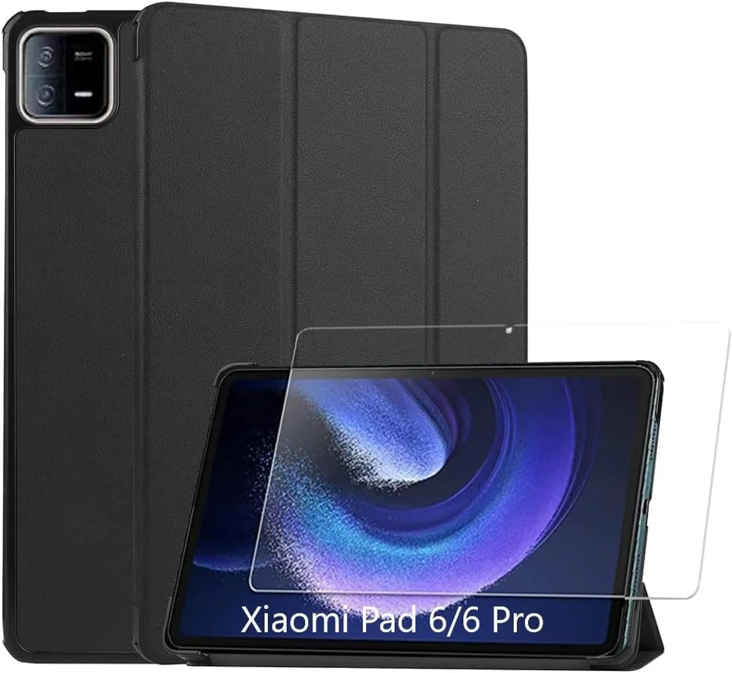 (2 عددی) مناسب برای شیائومی پد 6 / شیائومی پد 6 پرو 2023، به همراه محافظ صفحه نمایش شیشه ای حرارت دیده (1 عدد)، به همراه پایه سه تایی و کاور محافظ هوشمند باریک با قابلیت خواب و بیدار شدن خودکار (شیائومی پد 6 / شیائومی پد 6 پرو)