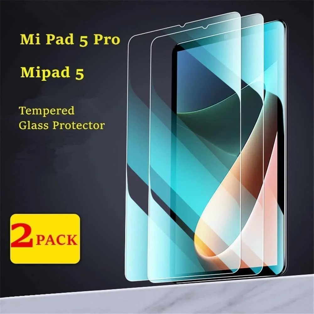 محافظ صفحه نمایش شیشه ای Muzz بسته 2 عددی برای شیائومی پد 5 / MI Pad 5 Pro 11 اینچ 2021، محافظ صفحه نمایش شیشه حرارت دیده برای شیائومی می پد 5 / شیائومی پد 5 پرو 5G 11 اینچ نسخه 2021 - شفاف