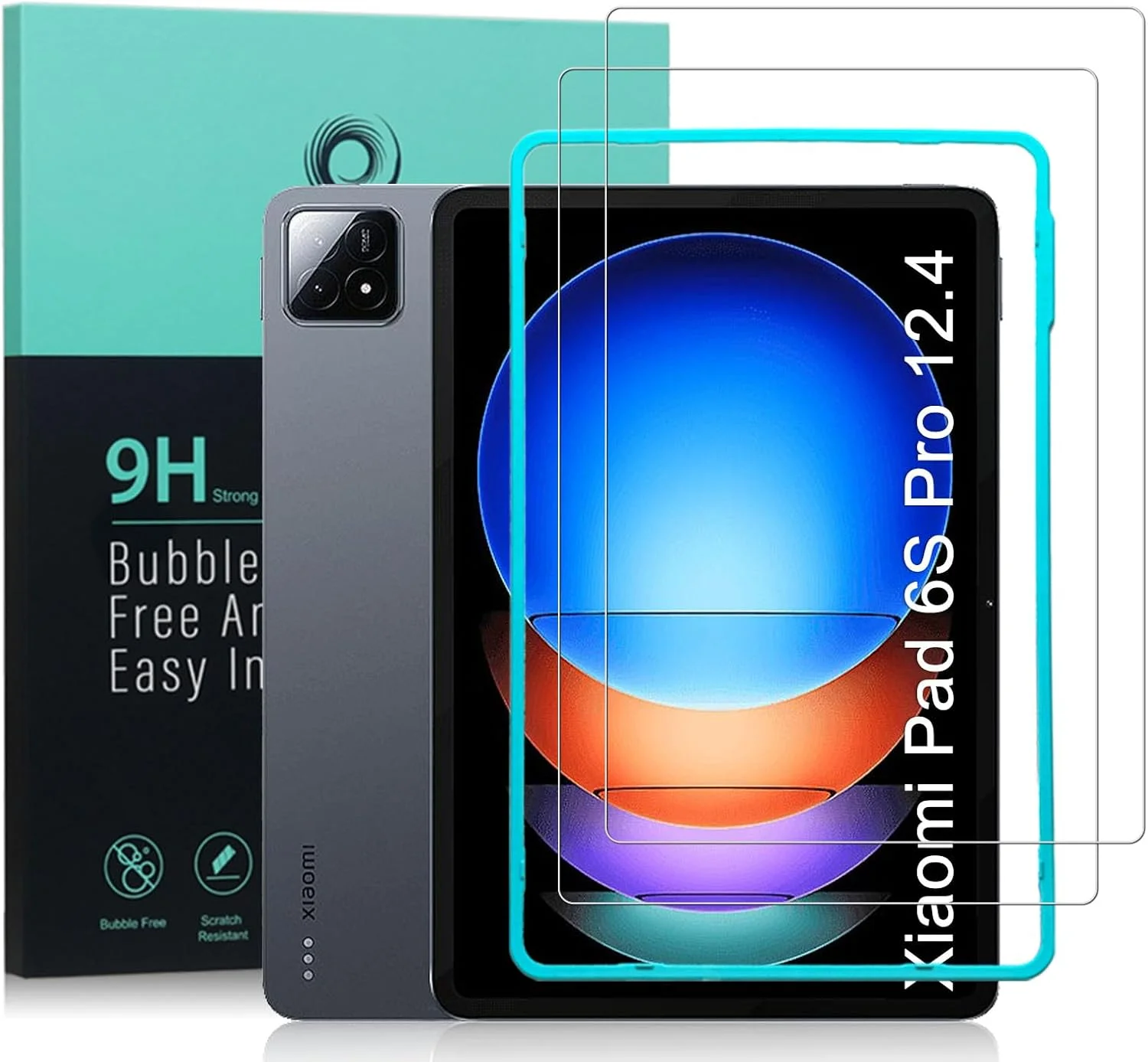 محافظ صفحه نمایش Ibywind برای شیائومی پد 6S Pro 12.4 اینچ، با 2 عدد شیشه حرارت دیده [حسگر اثر انگشت، نصب آسان، پوشش کامل صفحه نمایش، سختی 9H، ضد خش، بدون حباب، ضد خرد شدن، شفافیت HD]