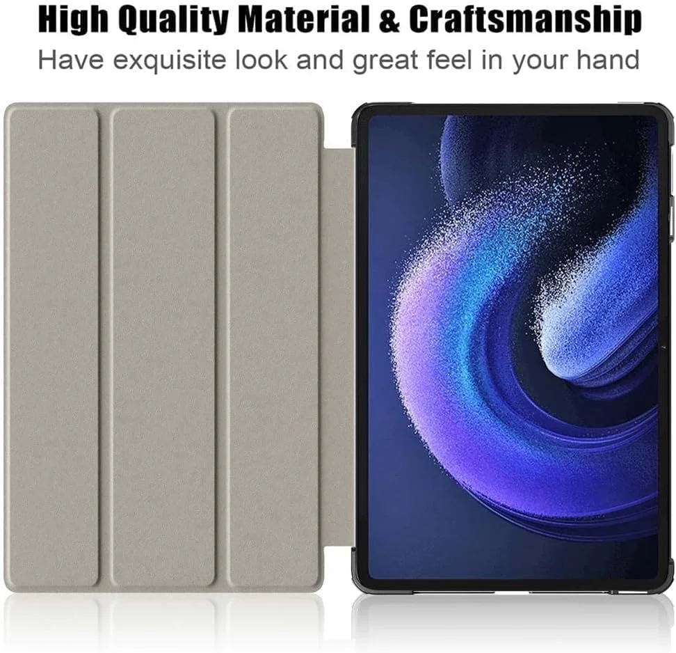 (2 عددی) مناسب برای شیائومی پد 6 / شیائومی پد 6 پرو 2023، به همراه محافظ صفحه نمایش شیشه ای حرارت دیده (1 عدد)، به همراه پایه سه تایی و کاور محافظ هوشمند باریک با قابلیت خواب و بیدار شدن خودکار (شیائومی پد 6 / شیائومی پد 6 پرو)