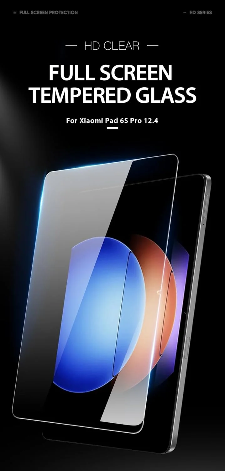 محافظ صفحه نمایش شیشه ای حرارت دیده 2.5D DUX DUCIS طراحی شده برای شیائومی پد 6S Pro 12.4 اینچ (2024)، فیلم شیشه ای حرارت دیده تمام صفحه تبلت 0.33 میلی متر ضد انفجار - شفاف (1 عددی)
