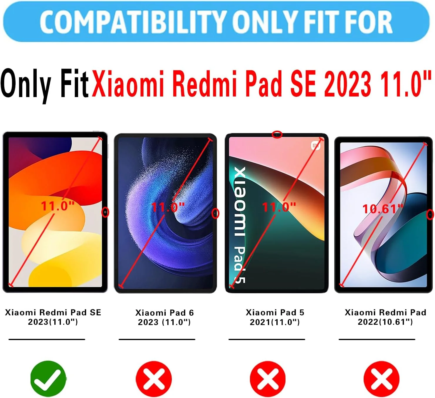 محافظ صفحه نمایش شیشه ای حرارت دیده XunyLyee برای شیائومی Redmi Pad SE 2023 11 اینچی (بسته 2 عددی)