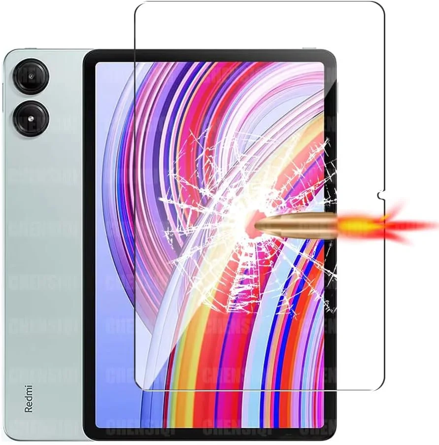 محافظ صفحه نمایش شیشه ای تمپرد Muzz برای تبلت شیائومی Redmi Pad Pro/Poco Pad 12 اینچ، سختی 9H، ضخامت 0.3 میلی متر، سازگار با قاب، شفاف