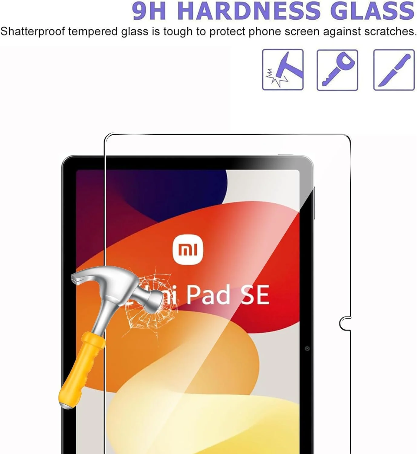 محافظ صفحه نمایش شیشه ای سازگار با تبلت شیائومی Redmi Pad SE، فیلم شیشه حرارت دیده، سختی 9H، فوق العاده شفاف، ضد خش، نصب آسان، محافظ صفحه نمایش 2.5D برای ردمی پد اس ای 11 اینچ 2023 (1 عدد)