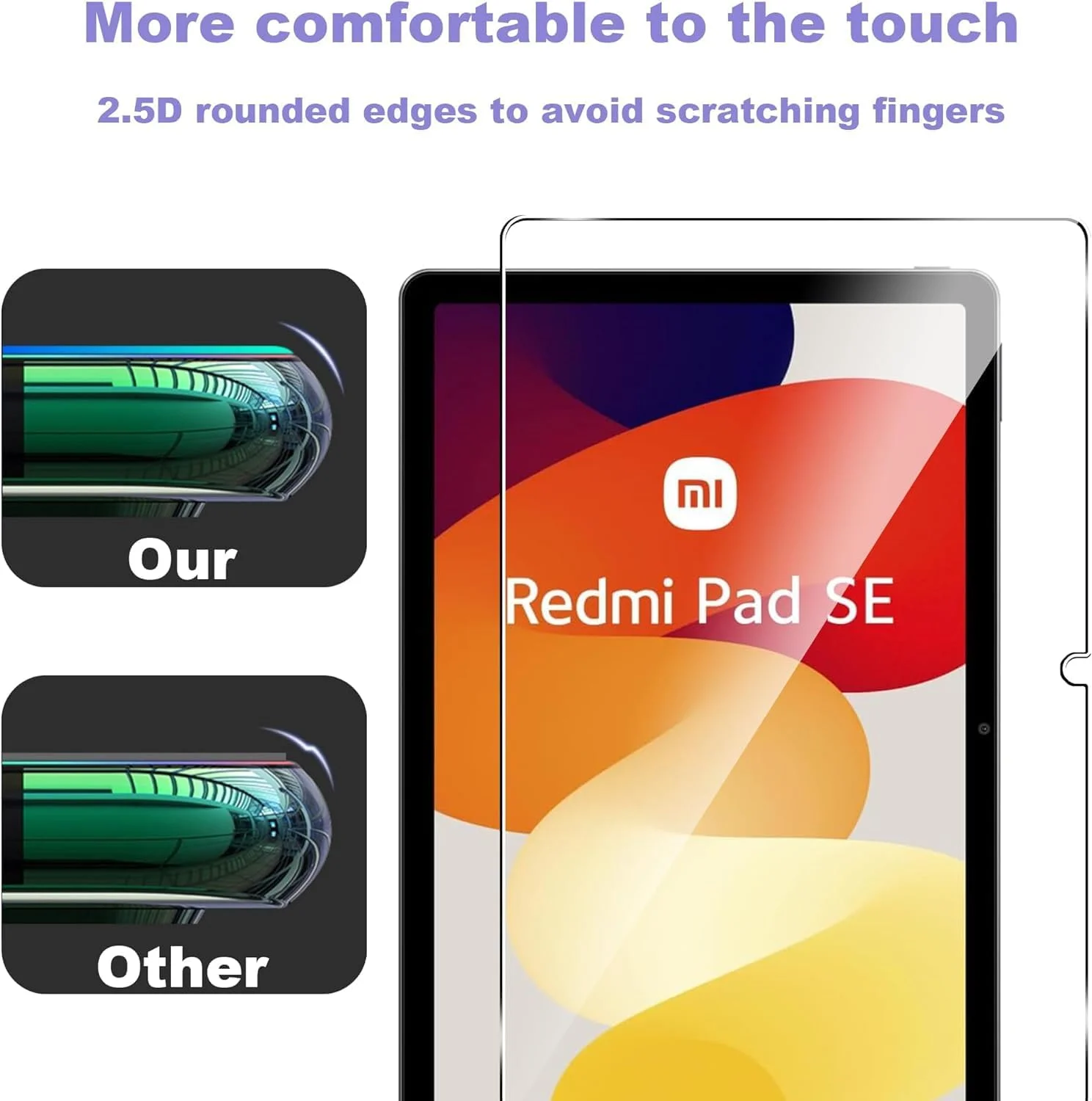 محافظ صفحه نمایش شیشه ای سازگار با تبلت شیائومی Redmi Pad SE، فیلم شیشه حرارت دیده، سختی 9H، فوق العاده شفاف، ضد خش، نصب آسان، محافظ صفحه نمایش 2.5D برای ردمی پد اس ای 11 اینچ 2023 (1 عدد)