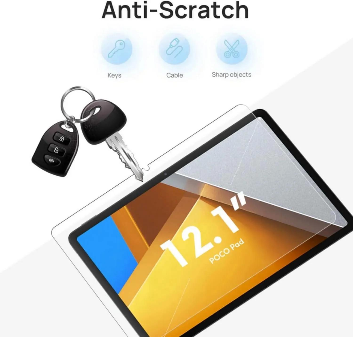 محافظ صفحه نمایش شیشه‌ای حرارتی SKEIDO، ضد خش، HD، 2 عددی، برای تبلت شیائومی ردمی پد پرو 12.1 اینچ 2024 - تصویر 2