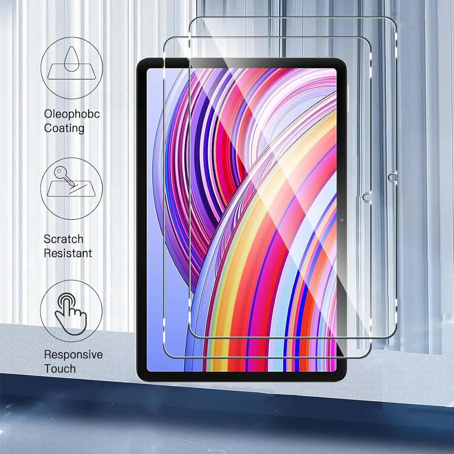 محافظ صفحه نمایش Vurtboly 2 عددی سازگار با شیائومی پوکو پد/ردمی پد پرو 12.1 اینچ 2024، فیلم شیشه ای حرارت دیده 9H، فیلم تبلت HD شفاف و فوق العاده مقاوم در برابر اثر انگشت برای ردمی پد پرو 12.1 اینچ