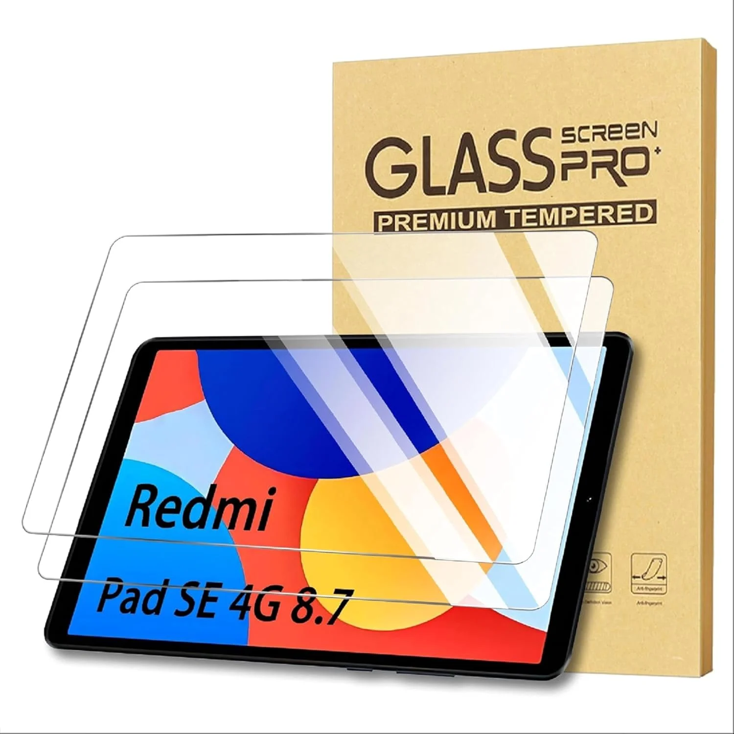 محافظ صفحه نمایش Vurtboly 2 عددی سازگار با شیائومی Redmi Pad SE 8.7 اینچ 2024، فیلم شیشه ای سخت با سختی 9H، فیلم تبلت HD شفاف و فوق العاده مقاوم در برابر اثر انگشت برای Redmi Pad SE 8.7 اینچ 2024